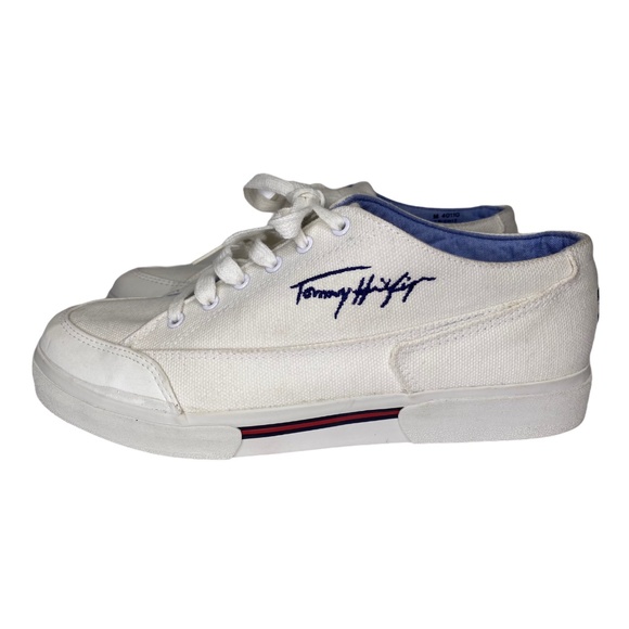 Tommy Hilfiger Mens White Canvas Signature Sneaker - Picture 2 of 13